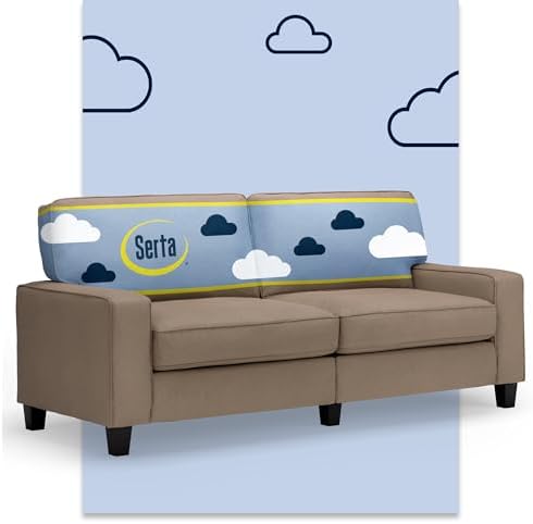 Serta Palisades 78" Track Arm Sofa, Easy Care Polyester, Soft Pillow Back by Serta