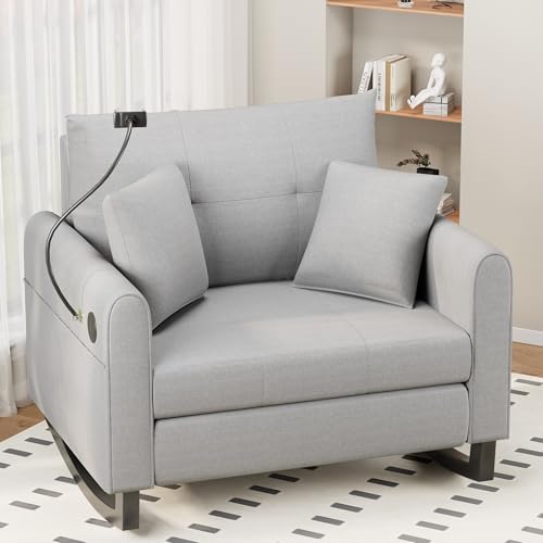 HOMREST Upholstered Oversize Rocking Chair by HOMREST