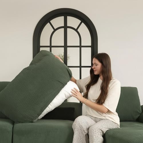 EASE MOOSE Green Sectional Modular Sofa, Oversized v Shape Sectional Couch - Image 5
