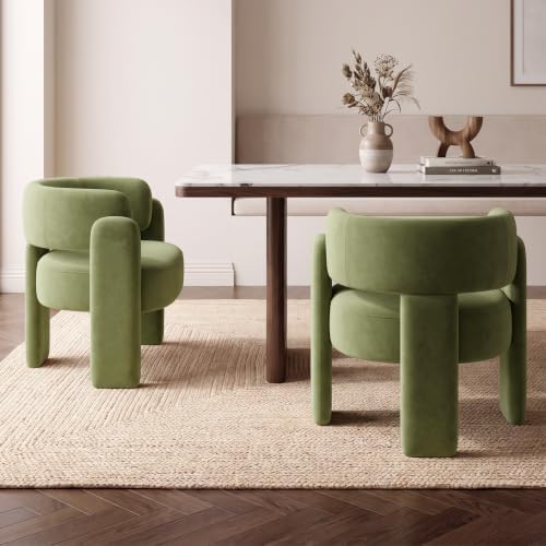 Velvet Barrel Accent Chairs Set of 2 - Image 6