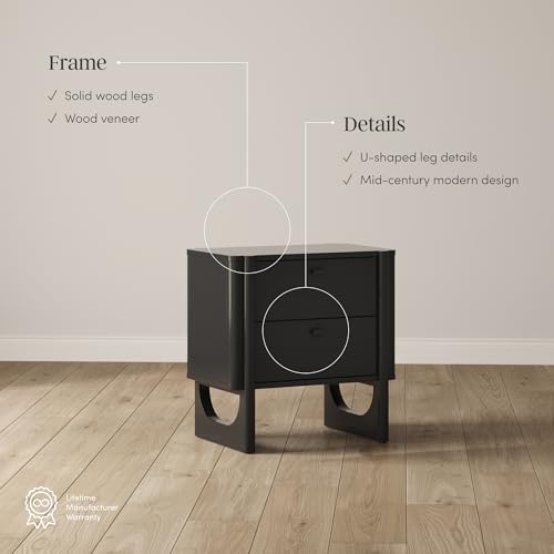 Nathan James Solace Mid Century Modern 2 Drawer Nightstand - Image 5