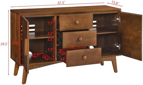 LKTART 47" Real Wood Veneer Sideboard Buffet Cabinet - Image 2