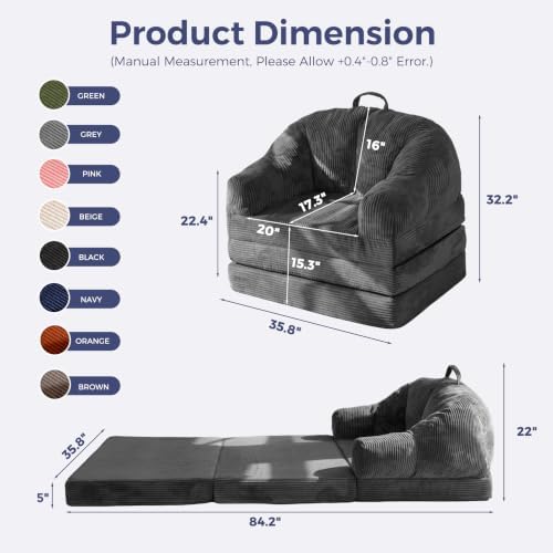 MAXYOYO Folding Sofa Bed with Backrest, Boneless Fold Out Couch with Handle - Image 2