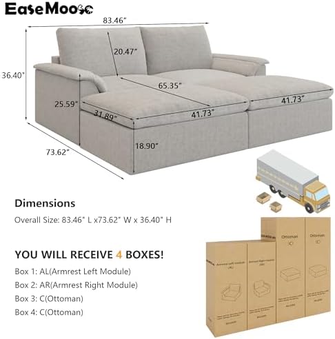 EASE MOOSE Sectional Boneless Couches, Oversized Sofa Bed - Image 2
