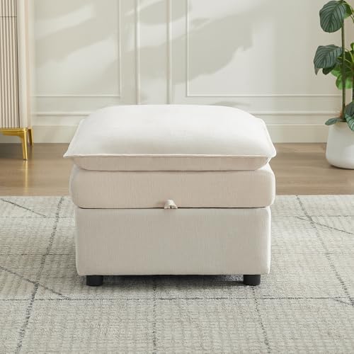 27" Large Square Ottoman with Storage, Modern Upholstered Footrest with by Abbrevi