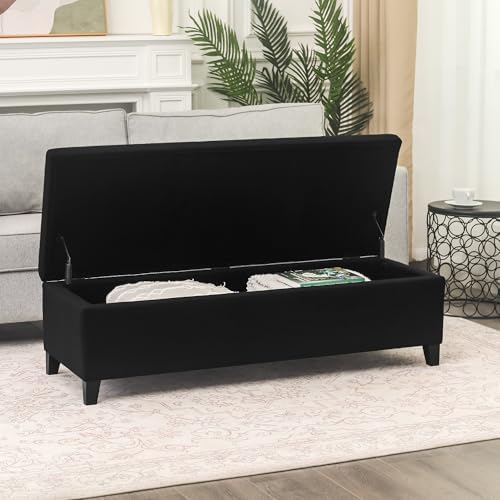 Ottoman with Storage 51" Linen Fabric Storage Ottoman Bench - Image 6