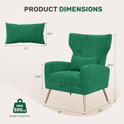 Nalupatio Velvet Accent Chairs Set of 2 Modern High Back Armchair Arm Chair - Image 2