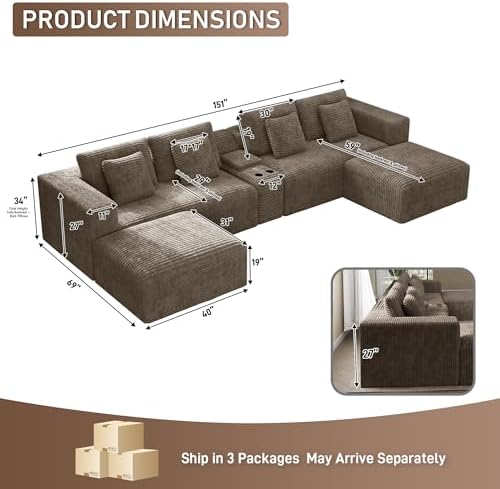 ONEMMLION 151" Oversized Cloud Sectional Couch - Image 2