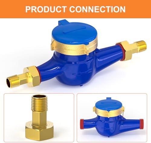 GASHER 2Pcs Brass Water Meter Pipe Fitting，1/2" NPT Male x 3/4" Female Adapter - Image 4