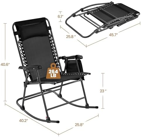 Yaheetech Patio Rocking Chair Folding Camping Chair - Image 3