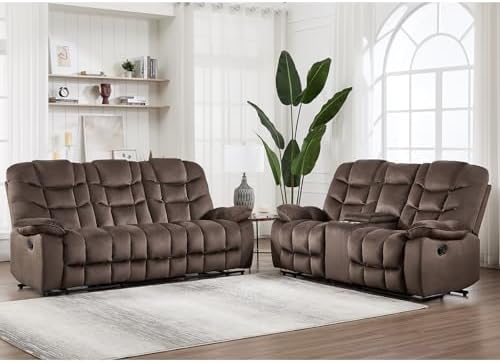 HAOMARKETS 2-Piece Manual Recliner Sofa Set, Include 2-Seater Loveseat Recliner by HAOMARKETS