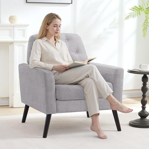 Accent Chair Set of 2, Mid Century Modern Living Room Chairs Reading Chair - Image 3