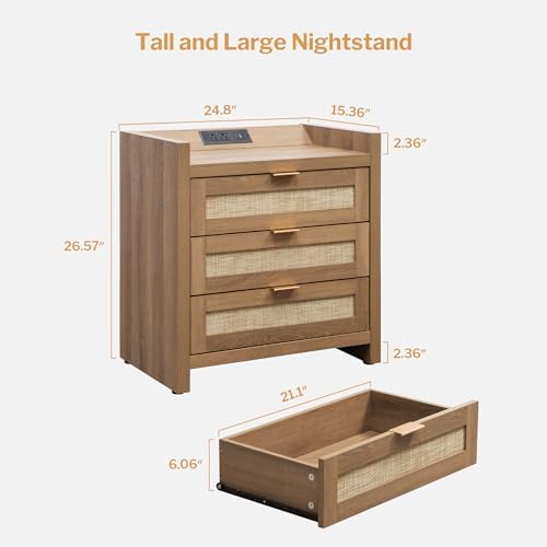SICOTAS Rattan Night Stand Set of 2 : Bedside Table - Image 3