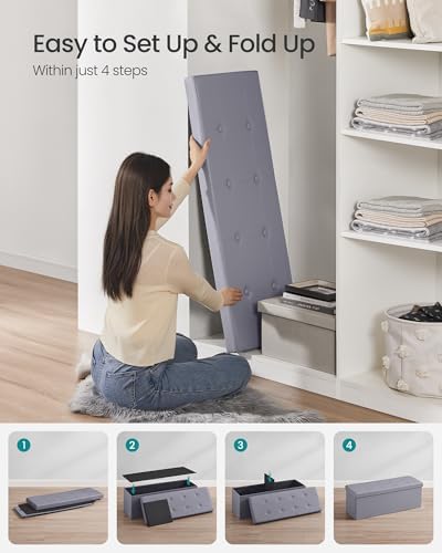 SONGMICS Storage Ottoman Bench, 43.3 Inches Folding Foot Rest Stool - Image 6