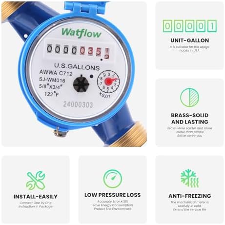 DN20 Water Meter 3/4" NPT, AWWA C712 Certification Gallon Water Flow Meter - Image 3