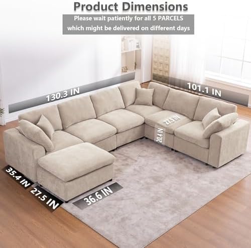 Oversized Modular Sectional Sofa, 7 Seater Cloud Couch - Image 2