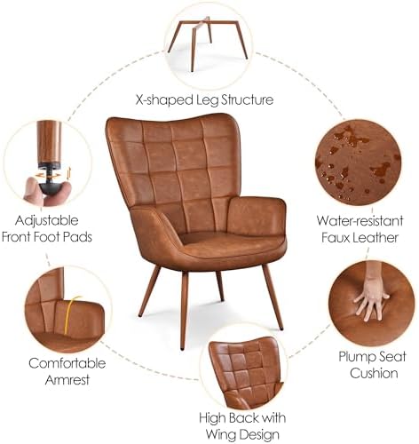 Yaheetech Faux Leather Accent Chairs Set of 2 - Image 5