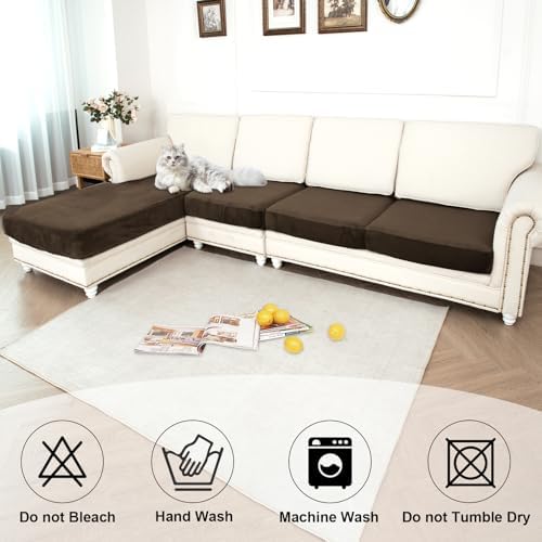 NAISI Waterproof Couch Cushion Covers Thick Velvet Fabric Washable Sofa - Image 6