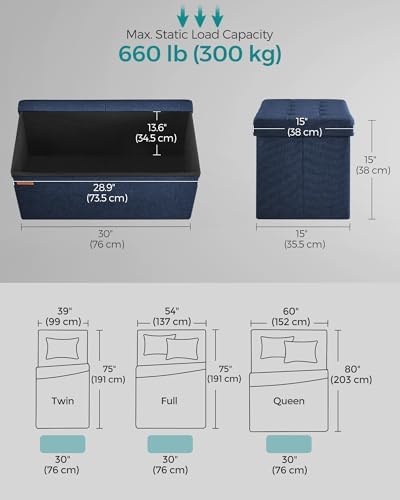 SONGMICS 30 Inches Storage Ottoman, Foldable Bench - Image 3