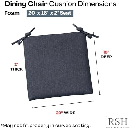 RSH DECOR: Sunbrella Foam Chair Cushions Set of 2 | 20" x 18" x 2" | - Image 3