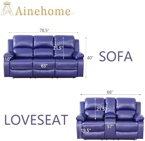 A Ainehome Living Room Furniture Set Leather Recliner Sofa Set Loveseat Chair - Image 2