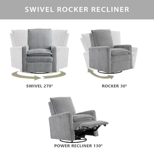 Oxford Baby Uptown Power Glider Recliner Rocking Chair 270° Swivel - Image 4