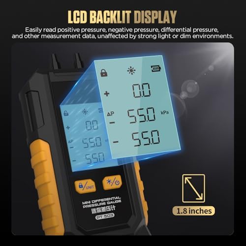 PT503 Mini Digital Manometer Dual Port Gas Pressure Tester - Image 3