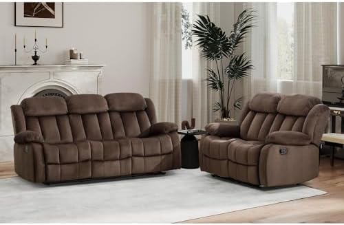 EBELLO Manual Reclining Sofa Set, Classic 5-Seater Furniture Set by EBELLO