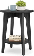VASAGLE Round Side Table with Lower Shelf, End Table by VASAGLEbySONGMICSHOME