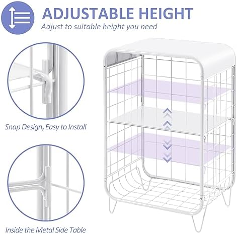 APEXCHASER Cute Nightstand, 3 Tier Metal Side Table - Image 4