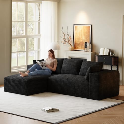 ONEMMLION 107" L-Shaped Cloud Boneless Couch Sofa - Image 5