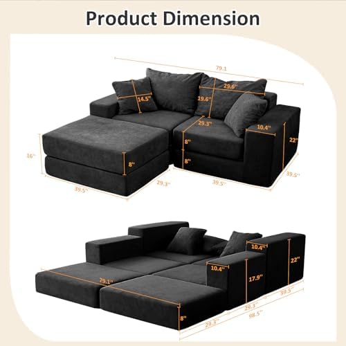 Modular Sectional Loveseat Cloud Sofa - Image 3