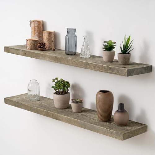 Acovy 36" Unfinished Solid Reclaimed Wood Floating Shelves, Rustic Heavy-Duty by Acovy