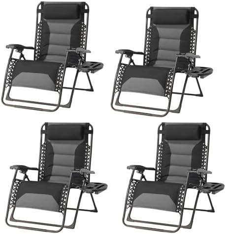 Zero Gravity Chair Set of 4 Oversized Padded Recliner by Unknown