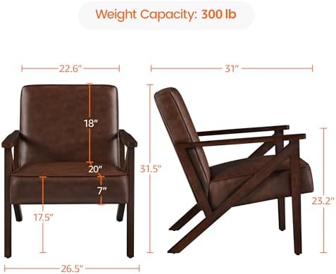 Yaheetech Mid-Century Accent Chairs Set of 2, Dark Brown - Image 2