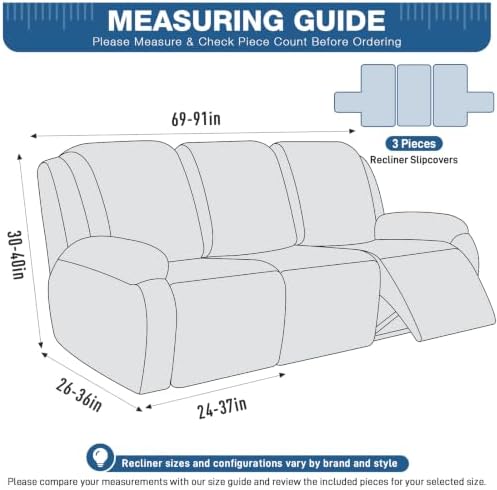 TAOCOCO Recliner Sofa Covers Stretch Reclining Couch Cover, Jacquard Recliner - Image 2