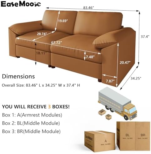 EASE MOOSE Modular Sectional Sofa, Modular Loveseat Couch - Image 2
