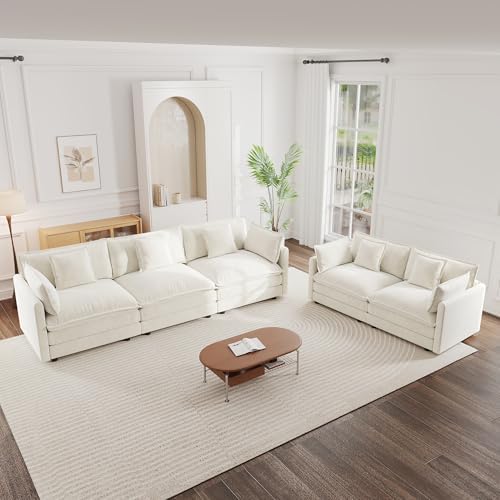 mikibama Luxury 2 Piece Cloud Couches Set, Modern Upholstered Chenille 3 Seater by Mikibama