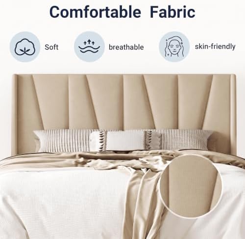 Allewie King Size Platform Linen Bed Frame - Image 4