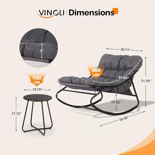 VINGLI Rocking Patio Chairs Set of 2 - Image 3
