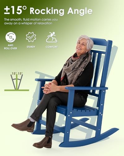 GREENVINES Outdoor Rocking Chairs Set, 2 Rockers w/ 1 Side Table - Image 6