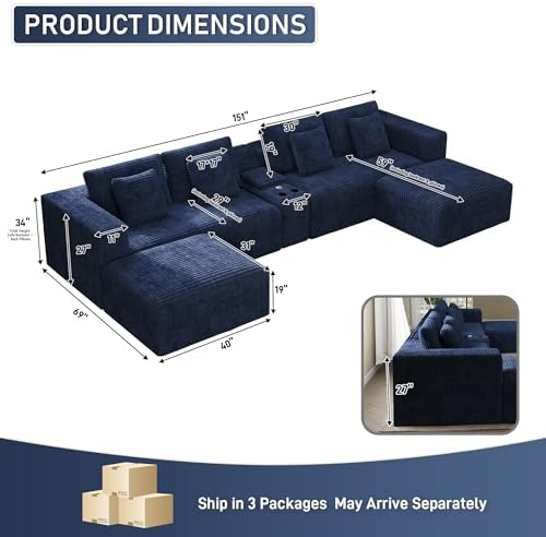 ONEMMLION 151" Oversized Cloud Sectional Couch - Image 2