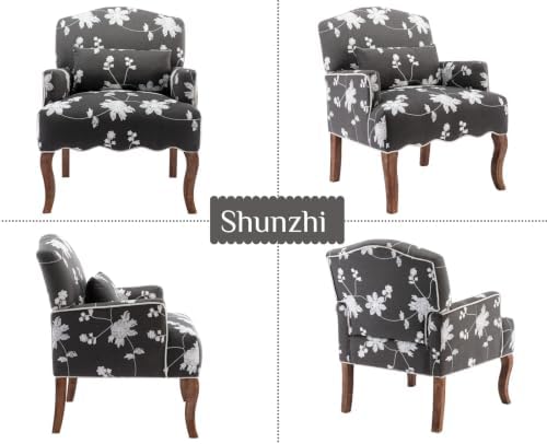 Shunzhi Floral Accent Chairs Farmhouse Upholstered Armchair Linen Reading Chair - Image 7