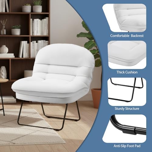DUMOS Comfy Saucer Chair, PU Leather Foldable Chairs - Image 6