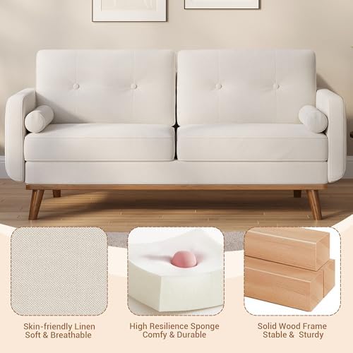 IDEALHOUSE 65" Mid Century Modern Couch Sofa Loveseat - Image 5