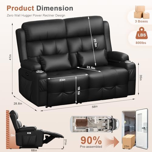 RV Loveseat Recliner Sofa, Wall Hugger Reclining RV Couch - Image 2