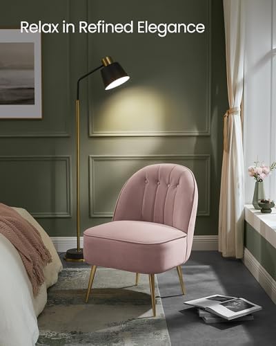 VASAGLE Accent Chair, Velvet Vanity Chair, Metal Legs, Shell-Shaped Back - Image 4
