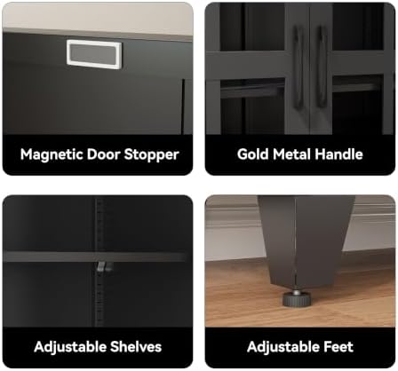 COFaR 71" Black Metal Pantry Cabinet - Image 4