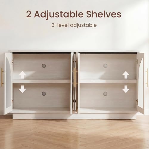Fatmok 59" Arched Glass Sideboard Buffet Display Cabinet - Image 5