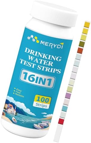 Drinking Water Test Strips, 16 in 1 Well & Tap Water Test Strips 100 Strips by MERYDI